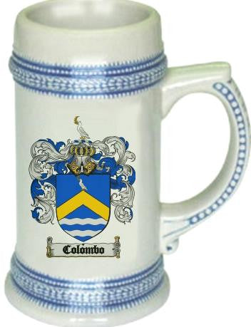 Colombo family crest stein coat of arms tankard mug