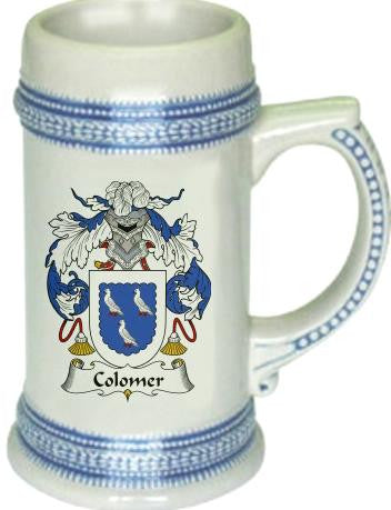 Colomer family crest stein coat of arms tankard mug