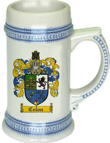 Colon family crest stein coat of arms tankard mug