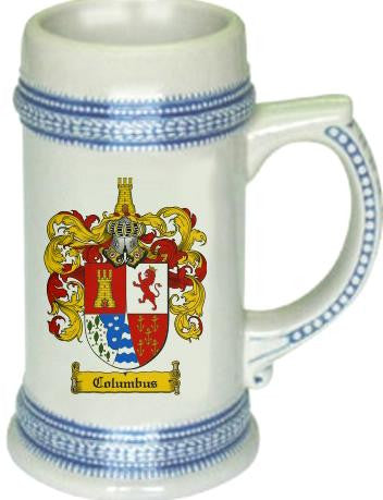 Columbus family crest stein coat of arms tankard mug