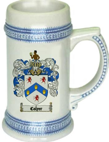 Colyer family crest stein coat of arms tankard mug