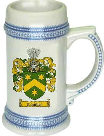 Combre family crest stein coat of arms tankard mug