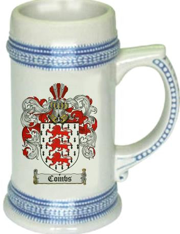 Combs family crest stein coat of arms tankard mug