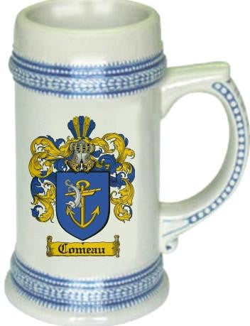 Comeau family crest stein coat of arms tankard mug