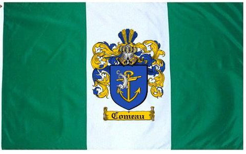 Comeau family crest coat of arms flag