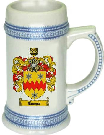 Comer family crest stein coat of arms tankard mug