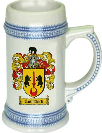 Comstock family crest stein coat of arms tankard mug