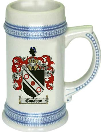 Conaboy family crest stein coat of arms tankard mug