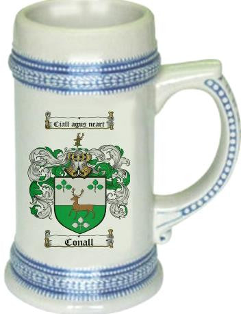 Conall family crest stein coat of arms tankard mug