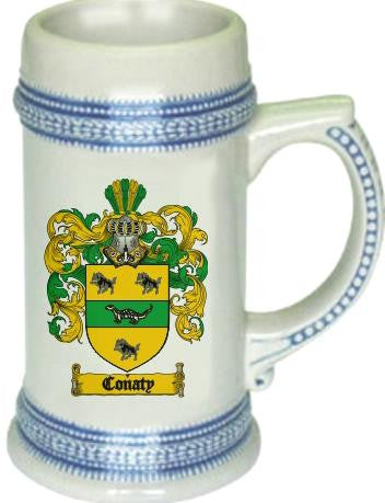 Conaty family crest stein coat of arms tankard mug