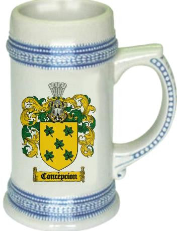 Concepcion family crest stein coat of arms tankard mug