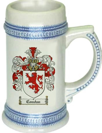 Condan family crest stein coat of arms tankard mug