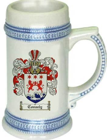 Coneely family crest stein coat of arms tankard mug