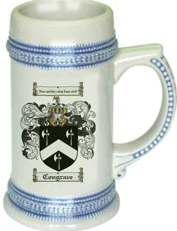 Congrave family crest stein coat of arms tankard mug