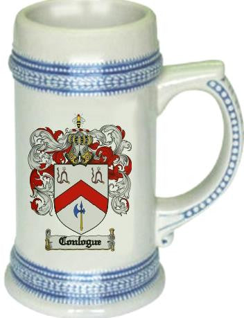 Conlogue family crest stein coat of arms tankard mug