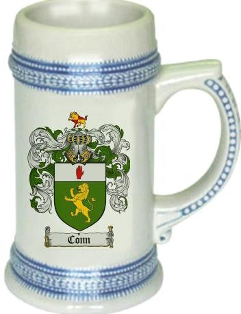 Conn family crest stein coat of arms tankard mug