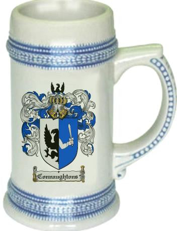 Connaughtons family crest stein coat of arms tankard mug