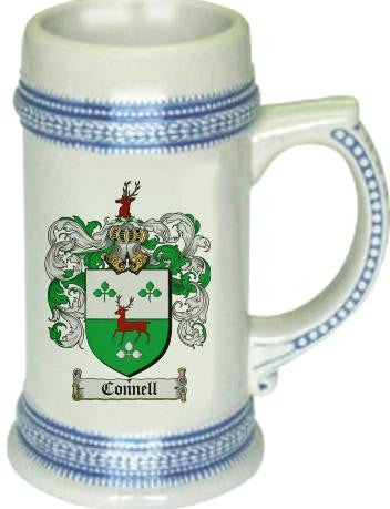 Connell family crest stein coat of arms tankard mug