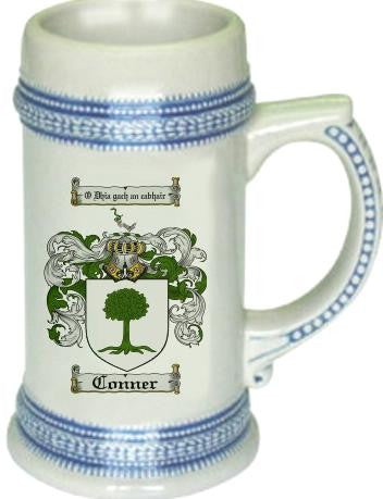 Conner family crest stein coat of arms tankard mug