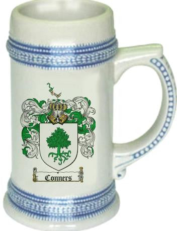 Conners family crest stein coat of arms tankard mug