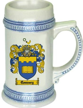 Connery family crest stein coat of arms tankard mug