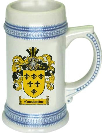 Constantine family crest stein coat of arms tankard mug