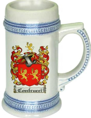 Contrucci family crest stein coat of arms tankard mug