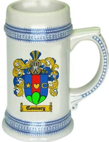 Convery family crest stein coat of arms tankard mug