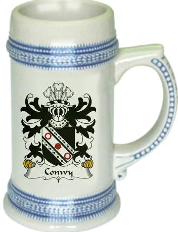 Conwy family crest stein coat of arms tankard mug