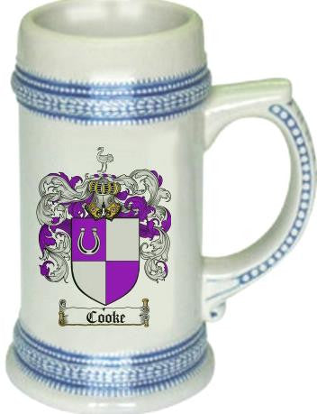 Cooke family crest stein coat of arms tankard mug