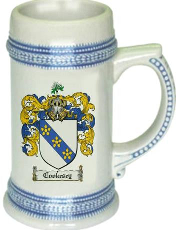 Cookesey family crest stein coat of arms tankard mug