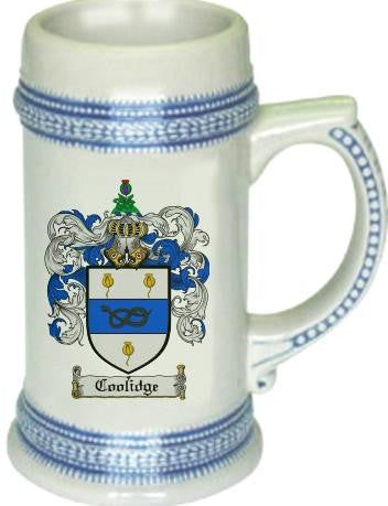 Coolidge family crest stein coat of arms tankard mug