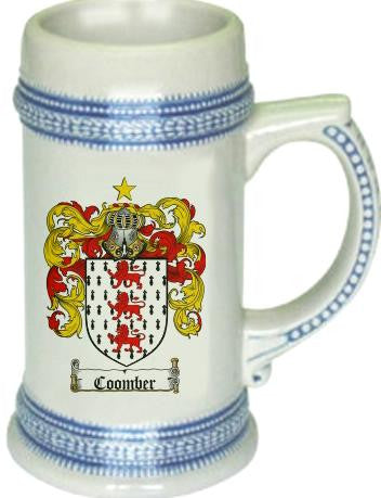 Coomber family crest stein coat of arms tankard mug