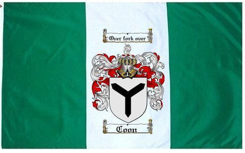 Coon family crest coat of arms flag