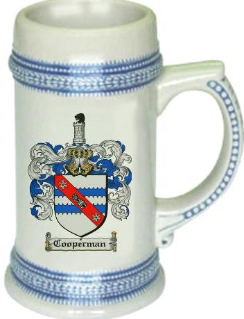 Cooperman family crest stein coat of arms tankard mug