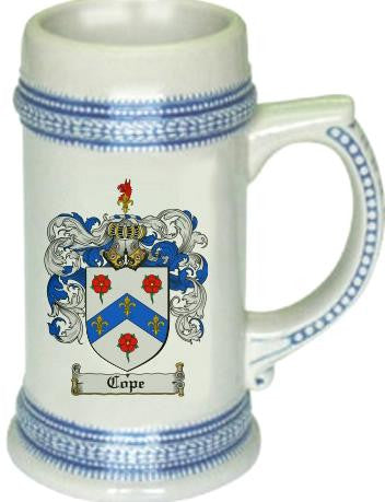 Cope family crest stein coat of arms tankard mug