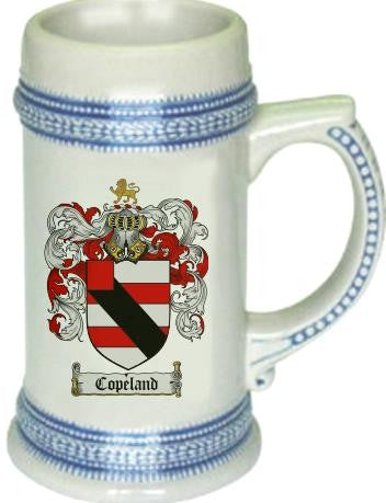 Copeland family crest stein coat of arms tankard mug