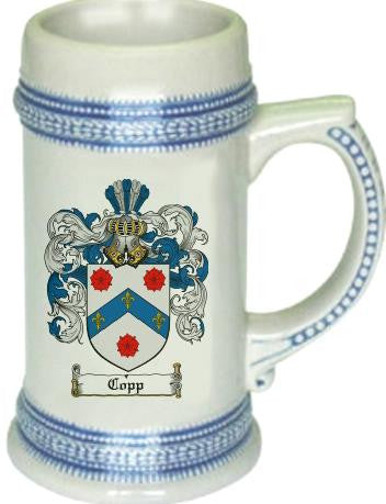 Copp family crest stein coat of arms tankard mug