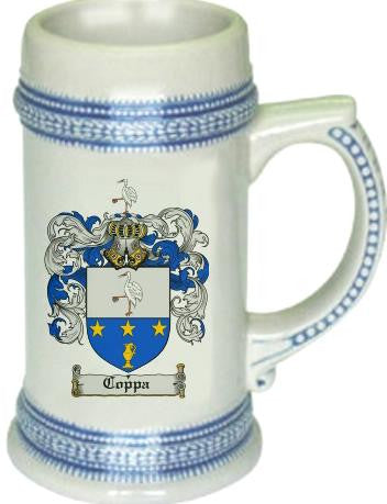 Coppa family crest stein coat of arms tankard mug