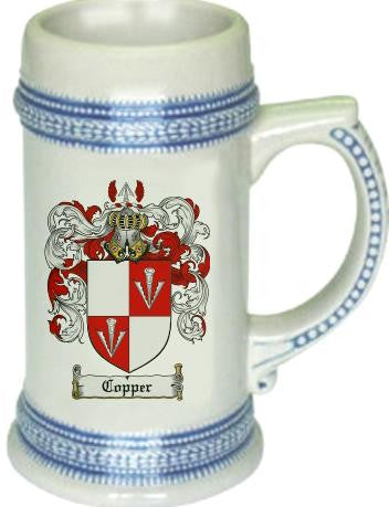 Copper family crest stein coat of arms tankard mug