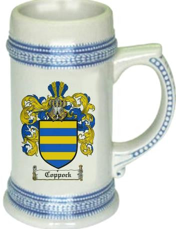 Coppock family crest stein coat of arms tankard mug