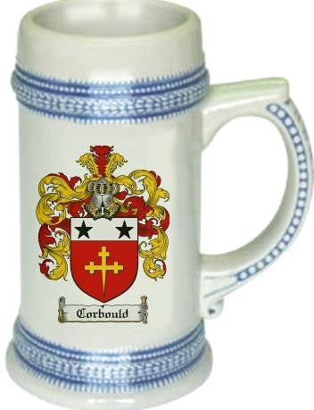 Corbould family crest stein coat of arms tankard mug