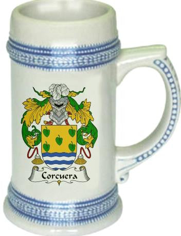 Corcuera family crest stein coat of arms tankard mug