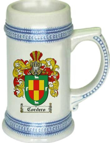 Cordero family crest stein coat of arms tankard mug