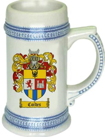 Cordes family crest stein coat of arms tankard mug