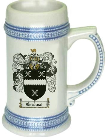 Cordinal family crest stein coat of arms tankard mug