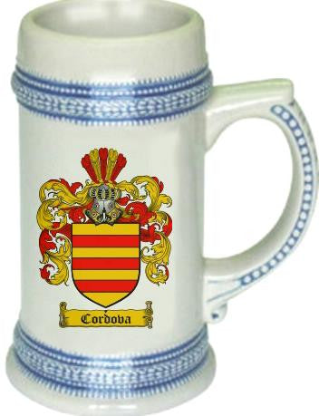 Cordova family crest stein coat of arms tankard mug