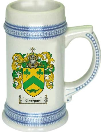 Coregan family crest stein coat of arms tankard mug