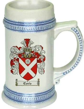 Corie family crest stein coat of arms tankard mug