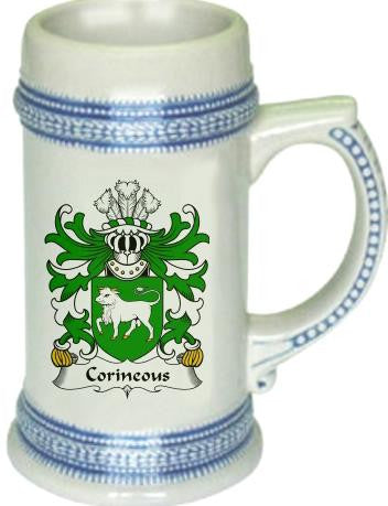 Corineous family crest stein coat of arms tankard mug